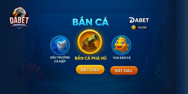 Chỉ một chạm để bắt đầu hành trình chơi bắn cá đổi thưởng tại Dabet – chọn game, nhắm mục tiêu, và bắn!