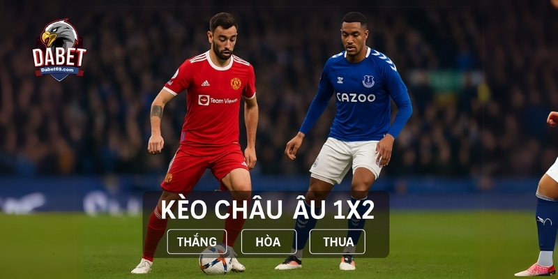 Kèo Châu Âu 1x2 với các lựa chọn thắng, hòa, thua.