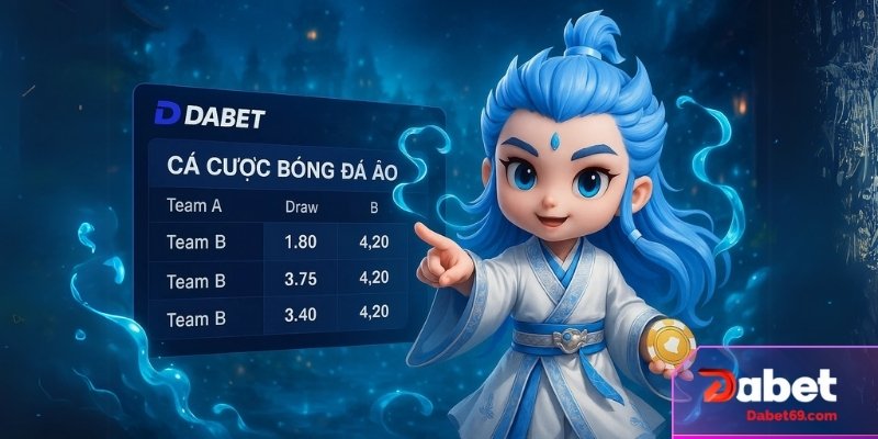 Giao diện đặt cược bóng đá ảo trên Dabet, tối ưu cho trải nghiệm nhanh và dễ hiểu.